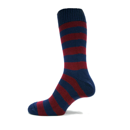 Heavyweight Cotton Striped Socks in Navy/Red