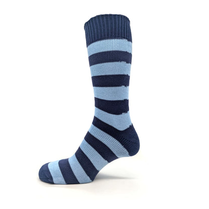 Heavyweight Cotton Striped Socks in Navy/Light Blue