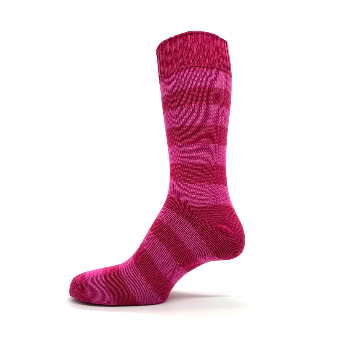 Heavyweight Cotton Striped Socks in Red/Pink